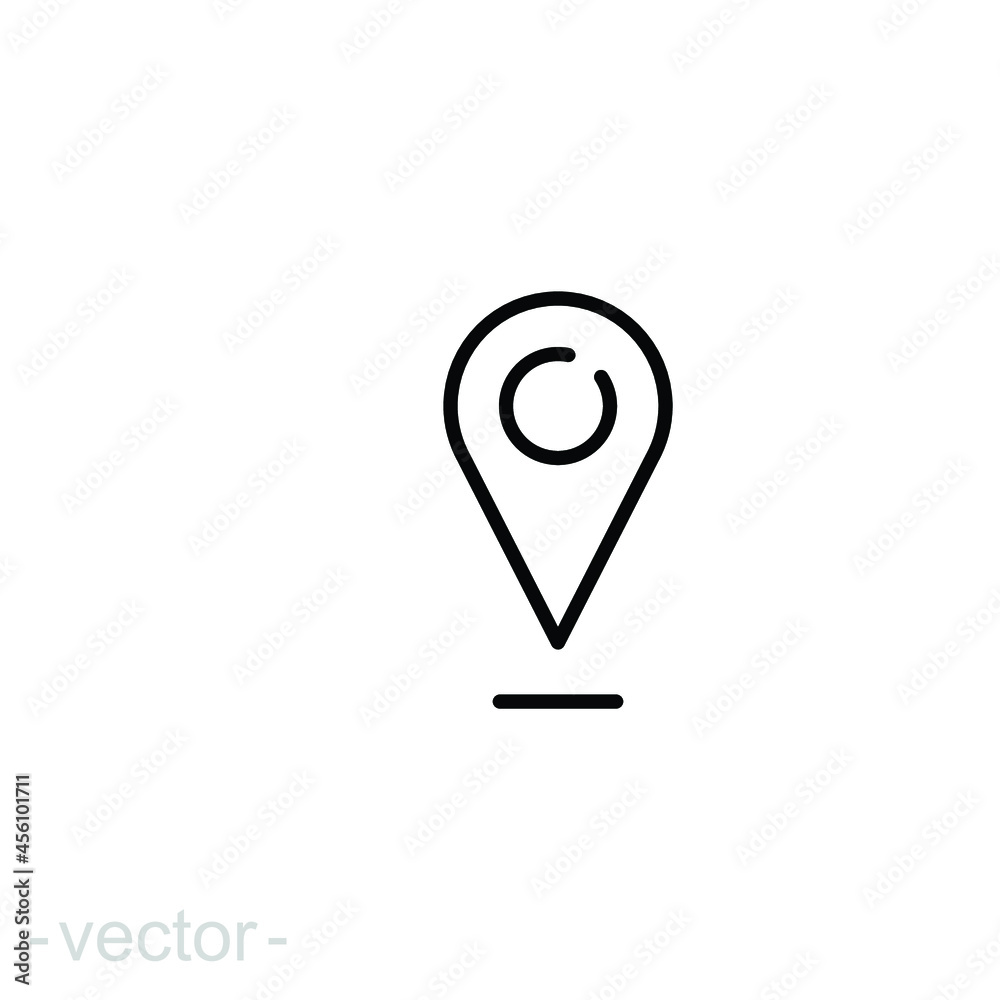 Pin map line icon. Simple outline style. Location, journey point, gps, destination, marker, pointer concept for web and app design. Vector illustration isolated on white design. Editable stroke EPS 10 Pin map line icon. Simple outline style. Location, journey point, gps, destination, marker, pointer concept for web and app design. Vector illustration isolated on white design. Editable stroke EPS 10