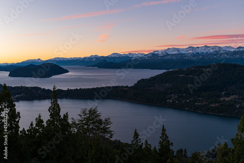 Beautiful summer sunsets in the city of San Carlos de Bariloche, Patagonia, Argentina.
