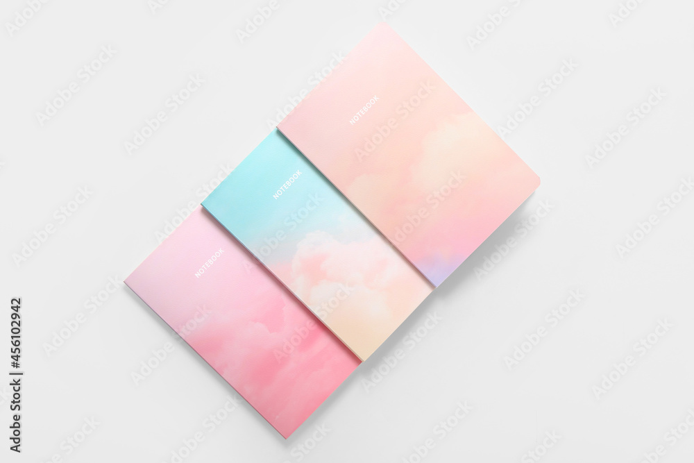 Stylish notebooks on white background Stylish notebooks on white background