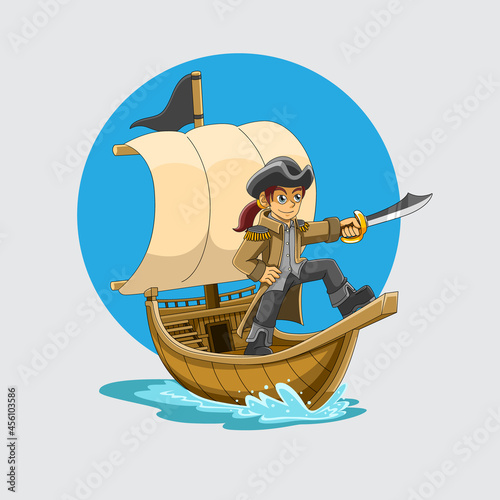 little sailor pointing with his cutlass sword