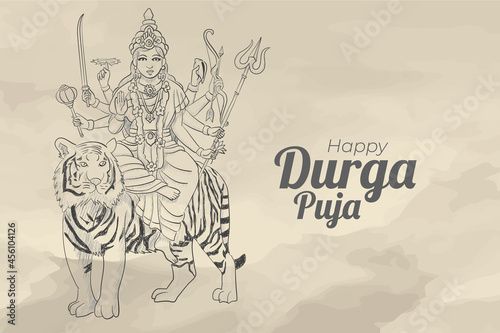 Canvas Print Sketch of durga puja celebration