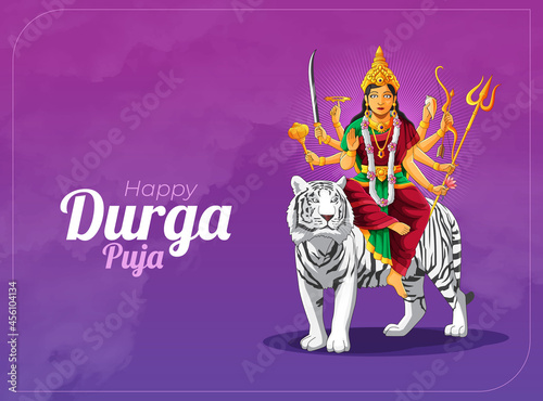 Durga puja celebration banner and greeting card