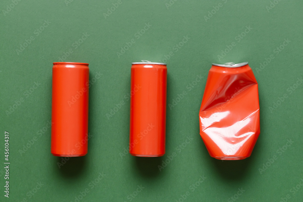 Cans of soda on color background Stock Photo | Adobe Stock
