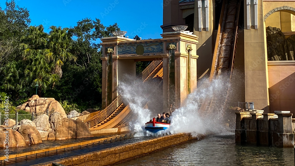 The Journey to Atlantis Roller Coaster water ride at SeaWorld in ...