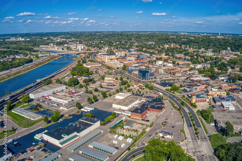 Aerial View of the Downtown Business District of Mankato, Minnesota