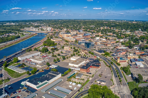 Aerial View of the Downtown Business District of Mankato  Minnesota