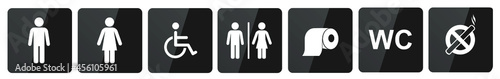 toilet vector icons set, boy or girl restroom wc. Vector Illustration.