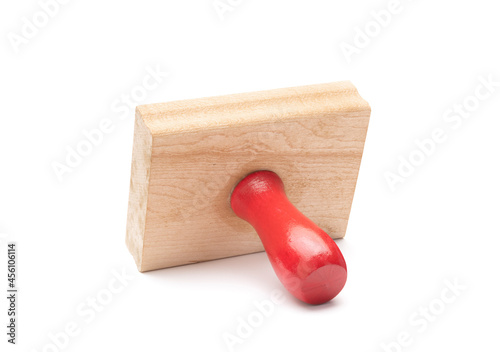 Wooden stamp with red handle