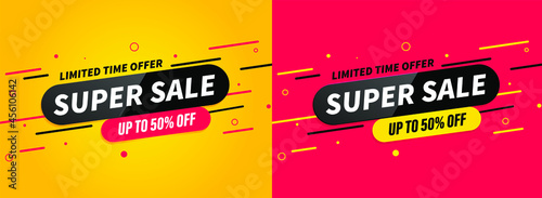 Vector illustration super sale banner template design, Big sales special offer. end of season party background.