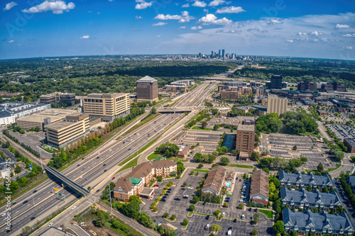 Aerial View of the Business District of St. Louis Park in the Twin Cities, Minnesota Metro