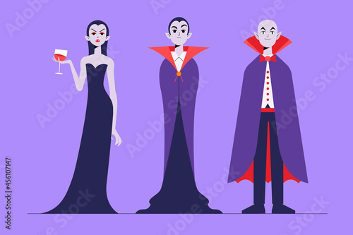 vampire character collection flat design vector illustration