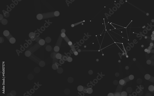 Abstract background. Molecules technology with polygonal shapes  connecting dots and lines. Connection structure. Big data visualization.