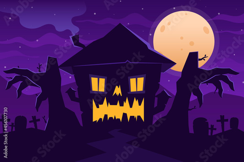 halloween house flat design vector illustration