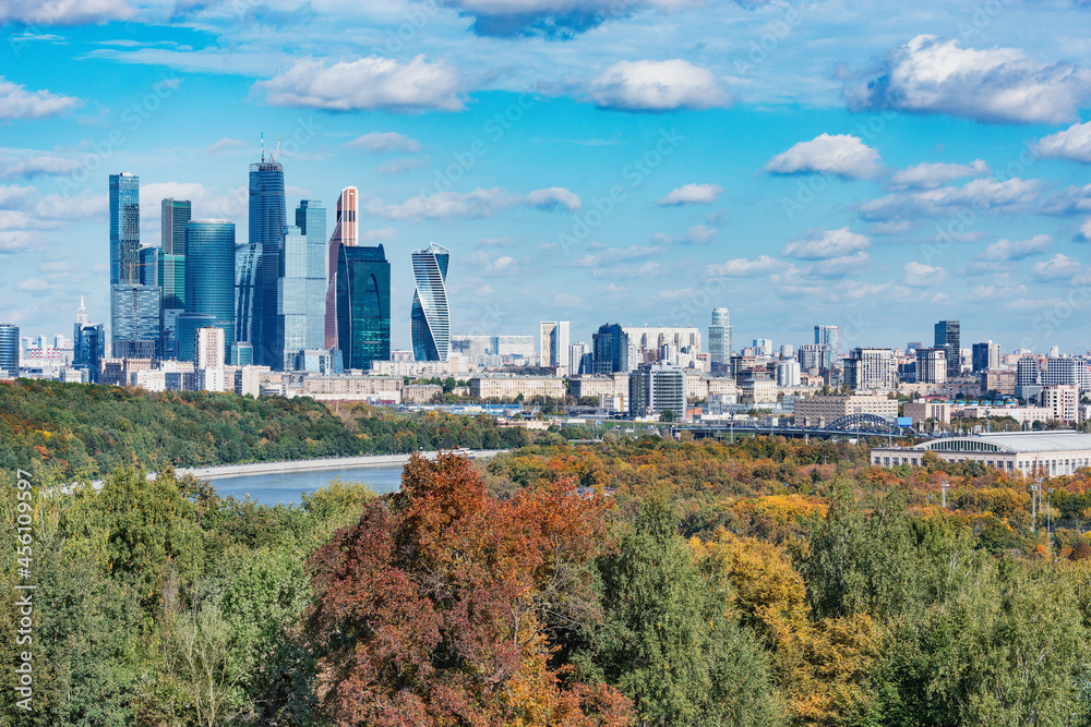 Fototapeta premium Autumn day view of the business city center. Moscow.