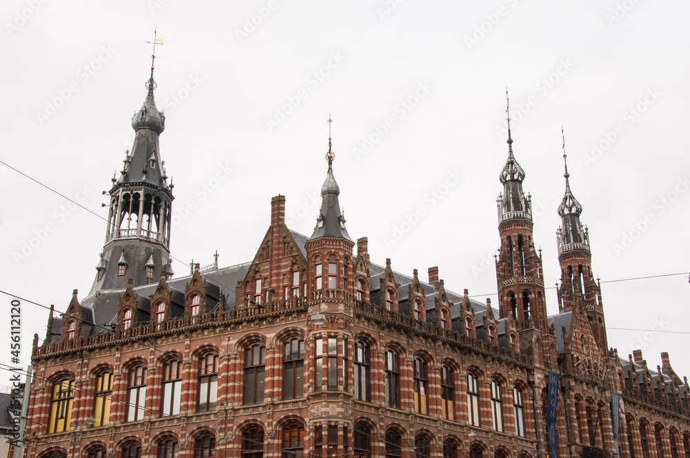 Former Main Post Office building in Amsterdam, now a shopping mall. Neogothic - Neoreinassance style building.
