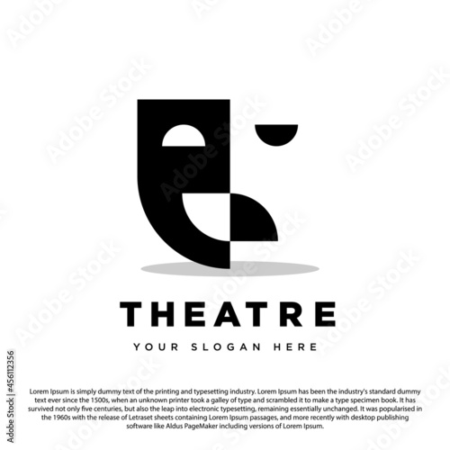 Theatre Mask Drama Logo Design Vector Template photo