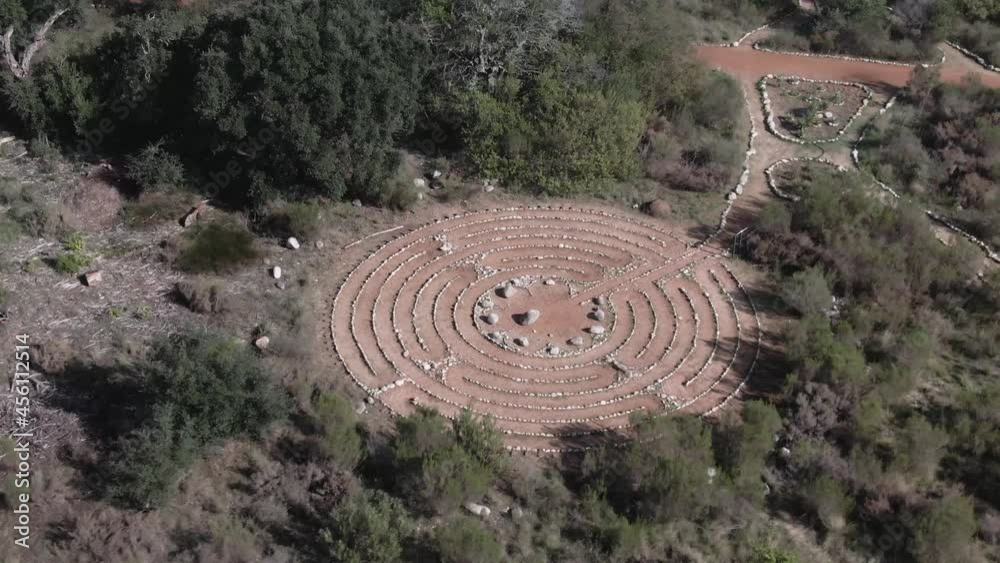 Aerial View Of Rock Labyrinth At Jan Marais Nature Reserve In Stellenbosch, South Africa. - approach Aerial View Of Rock Labyrinth At Jan Marais Nature Reserve In Stellenbosch, South Africa. - approach