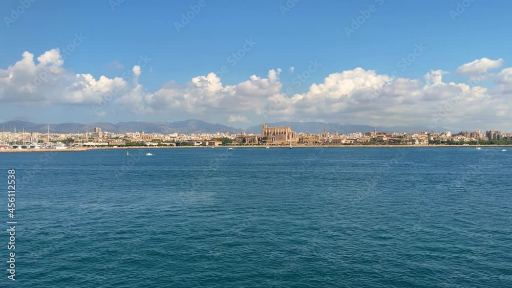 Skyline of the city of Palma de Mallorca recorded from a moving boat Skyline of the city of Palma de Mallorca recorded from a moving boat