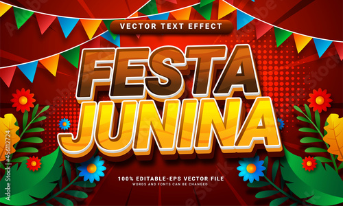 Festa junina 3D editable text effect suitable for festa junina festivals photo