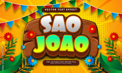 Sao joao 3D editable text effect suitable for festa junina festivals