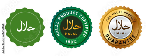 Halal food vector isolated simple to golden shiny sign symbol badge design premium set collection