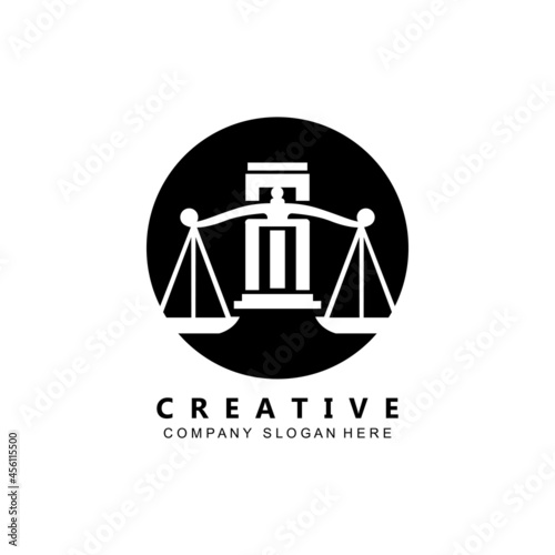 Lawyer or Justice law logo vector design, icon illustration
