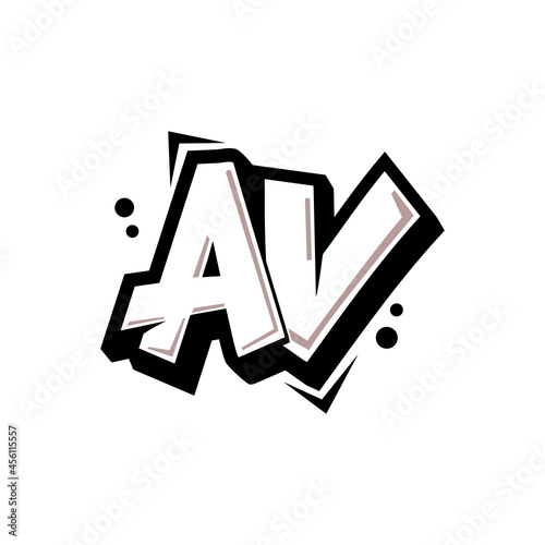 Simple Initial Logo Lettering Cartoon Grafity Black and White AV