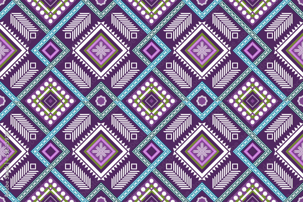 blue purple cross weave ethnic geometric oriental seamless traditional pattern. design for background, carpet, wallpaper backdrop, clothing, wrapping, batik, fabric. embroidery style. vector.