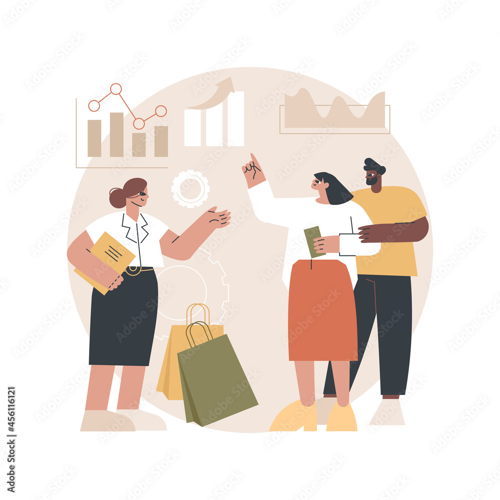 Consultative selling abstract concept vector illustration. Consultative sales approach, selling process, salesman coaching, corporate representative, consultation process, broker abstract metaphor.