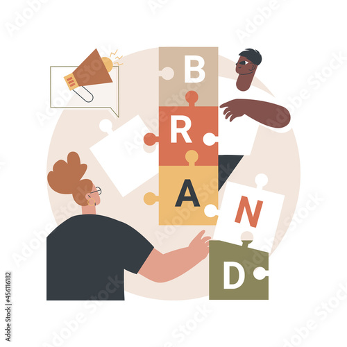 Brand name abstract concept vector illustration. Naming agency, brand identity system, branding service, launching a new product, name generation, creative marketing positioning abstract metaphor.