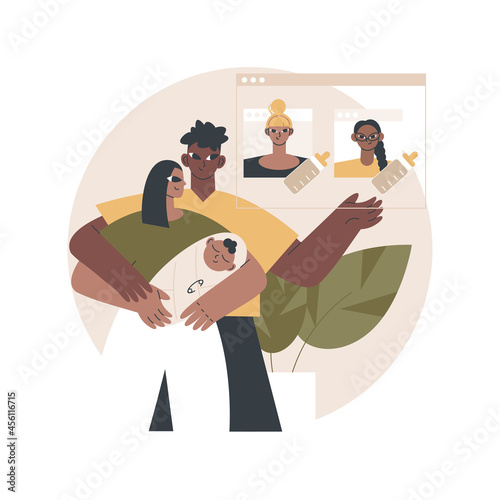 Child care online platform abstract concept vector illustration. Daycare center search platform, babysitter online catalog, find child care service, information for parents abstract metaphor.