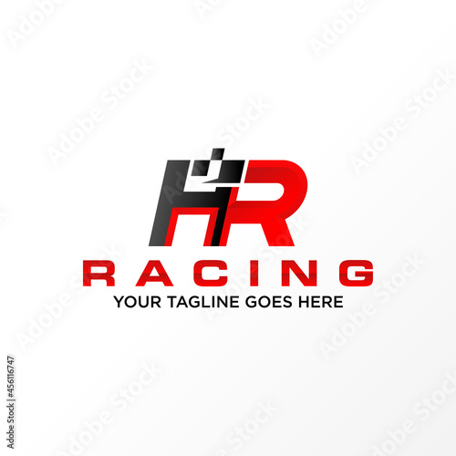 Letter or word HR sans serif font with Speed image graphic icon logo design abstract concept vector stock. Can be used as a symbol related to racing or initial