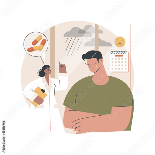 Seasonal affective disorder treatment abstract concept vector illustration. Seasonal depression treatment, affective disorder, mood swings, symptoms and treatment, mental health abstract metaphor.