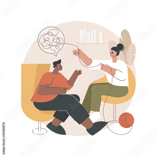 Psychotherapy abstract concept vector illustration. Non pharmacological intervention, verbal counseling, psychotherapy service, behavioral cognitive therapy, private session abstract metaphor.