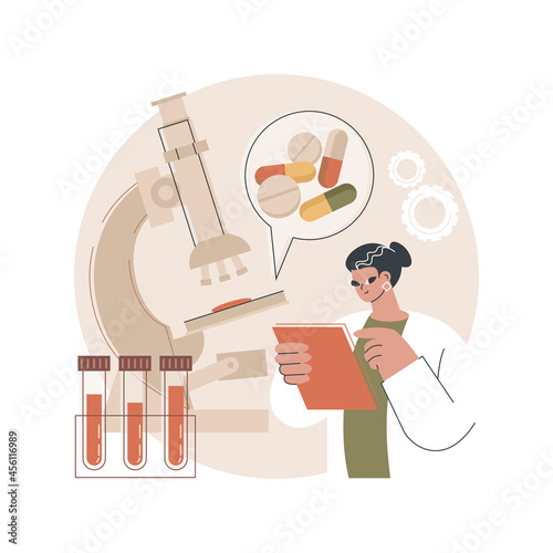 Drug monitoring abstract concept vector illustration. Therapeutic drug monitoring, primary healthcare, ankle bracelet, clinical chemistry, medication level measurement in blood abstract metaphor. photo