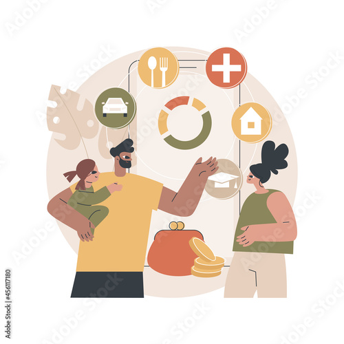 Family budget planning abstract concept vector illustration. Best economic decisions, personal budget strategy, family income and expenses management, financial household plan abstract metaphor.