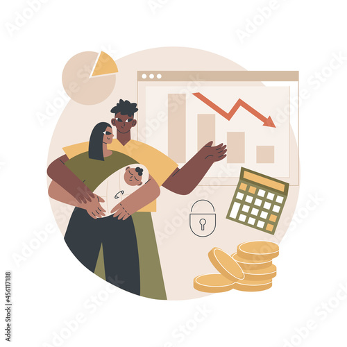 Anti-crisis family budget abstract concept vector illustration. Anti-crisis management, financial health, family economic decisions, low income, household budget saving measures abstract metaphor.