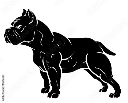 Fototapeta Naklejka Na Ścianę i Meble -  Bulldog, Side View Silhouette Stance