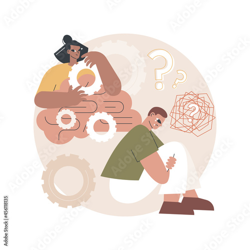 Gaslighting abstract concept vector illustration. Psychological manipulation method, mental destabilization, cognitive dissonance creation, changing beliefs, contradiction abstract metaphor.
