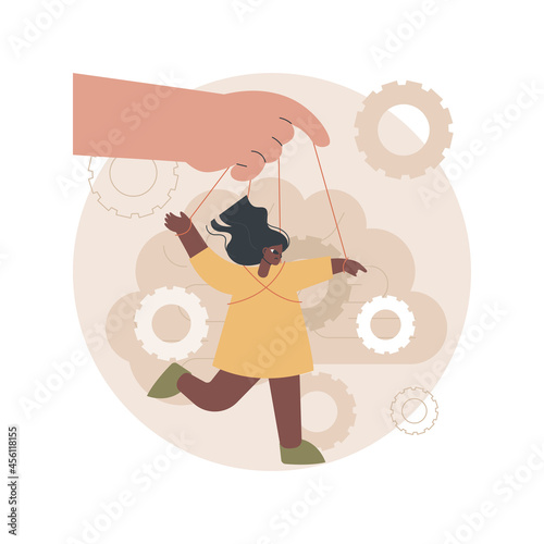 Psychological manipulation abstract concept vector illustration. Mental abuse, dark psychology, emotional blackmailing, social engineering, gaslight effect, brain manipulation abstract metaphor.