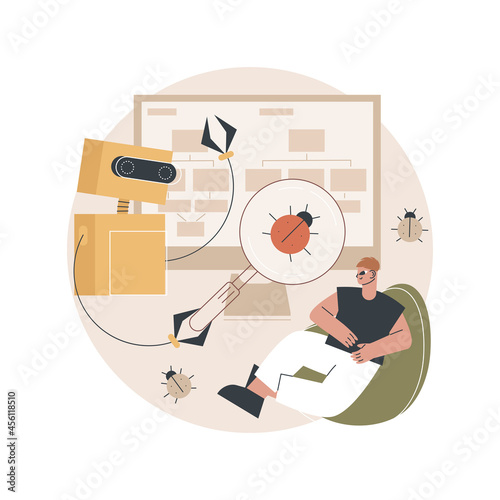 Automated testing abstract concept vector illustration. Automotive executed test, app development tester, automated software testing, usability analysis tool, UI optimization abstract metaphor.