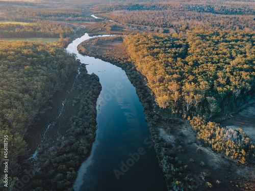 Aerial photography of Narrawallee Inlet, south cost Sydney, News South Wales, Australia