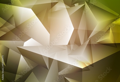 Dark Green  Yellow vector backdrop with lines  triangles.