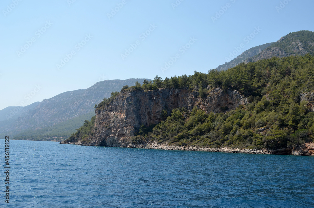 The coast of Mediterranean sea on the Turkish Riviera