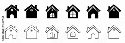 home icon set, home vector set, home symbol illustrations