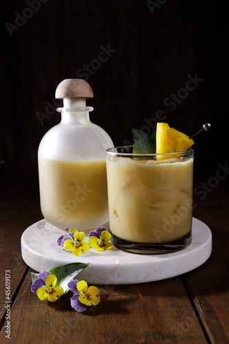 Jus nanas yoghurt or peneapple juice with yoghurt. photo