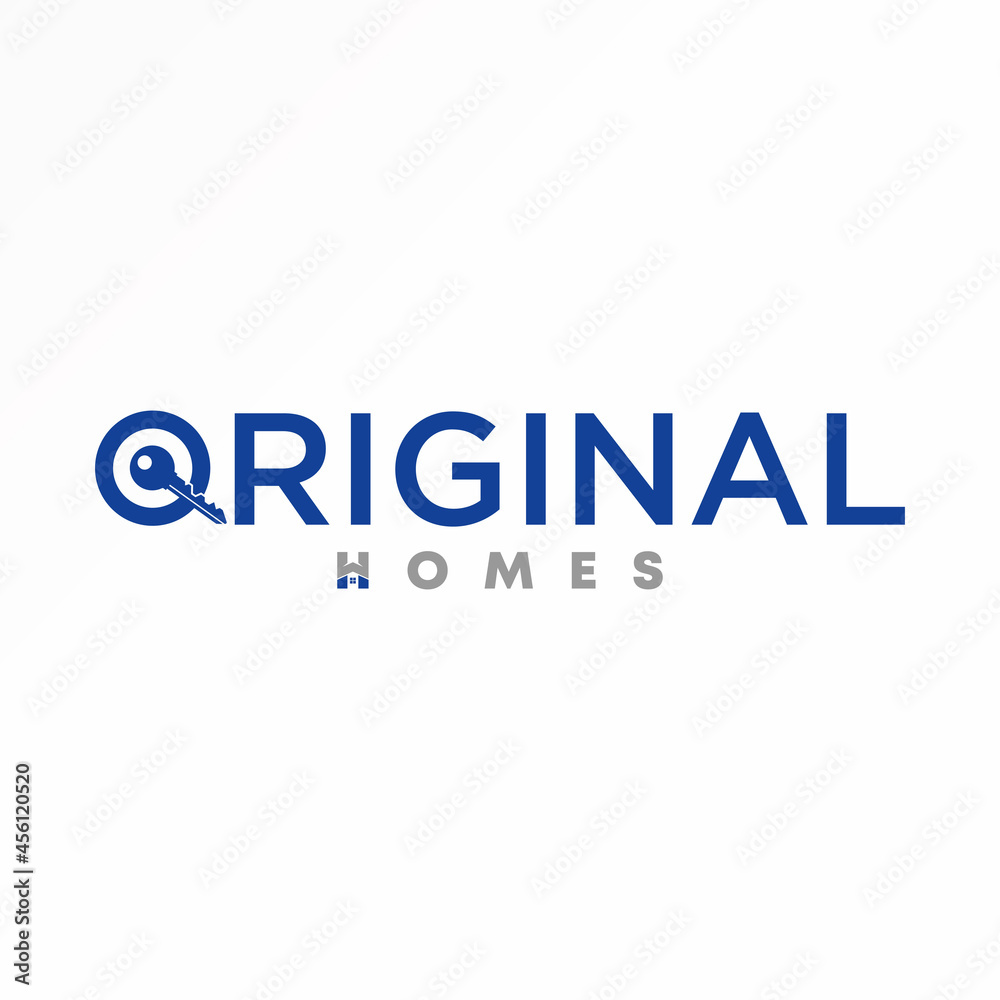 Letter or word ORIGINAL with key O and H roof font image graphic icon logo design abstract concept vector stock. Can be used as a symbol related to property or initial