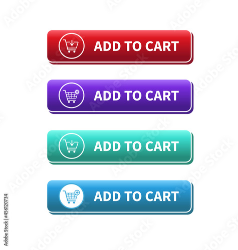 Add to cart button on white background. Shopping Cart icon. Vector illustration.