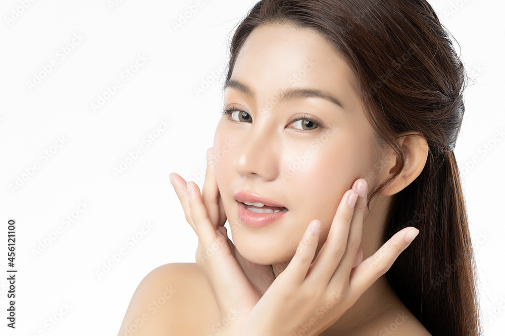 Beautiful young asian woman with clean fresh skin on white background, Face care, Facial treatment, Cosmetology, beauty and spa, Asian women portrait. Beautiful young asian woman with clean fresh skin on white background, Face care, Facial treatment, Cosmetology, beauty and spa, Asian women portrait.