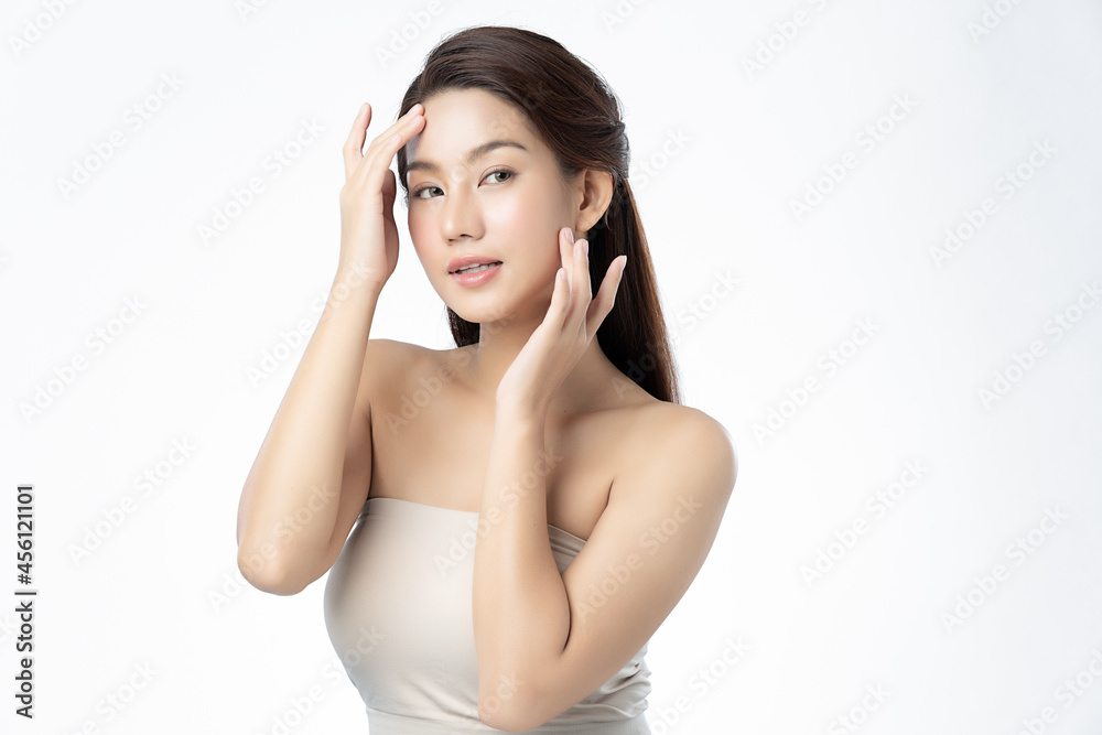 Beautiful young asian woman with clean fresh skin on white background, Face care, Facial treatment, Cosmetology, beauty and spa, Asian women portrait. Beautiful young asian woman with clean fresh skin on white background, Face care, Facial treatment, Cosmetology, beauty and spa, Asian women portrait.